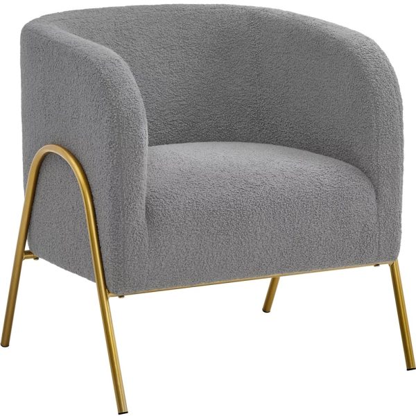 Easyfashion Contemporary Boucle Barrel Accent Chair Gray