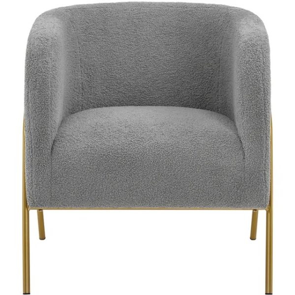 Easyfashion Contemporary Boucle Barrel Accent Chair Gray