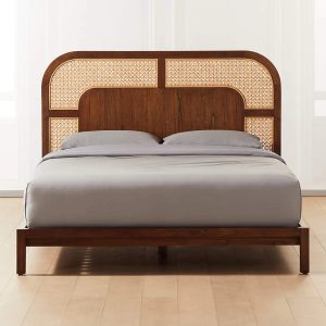 AKOS TEAK WOOD & RATTAN KING SIZE BED