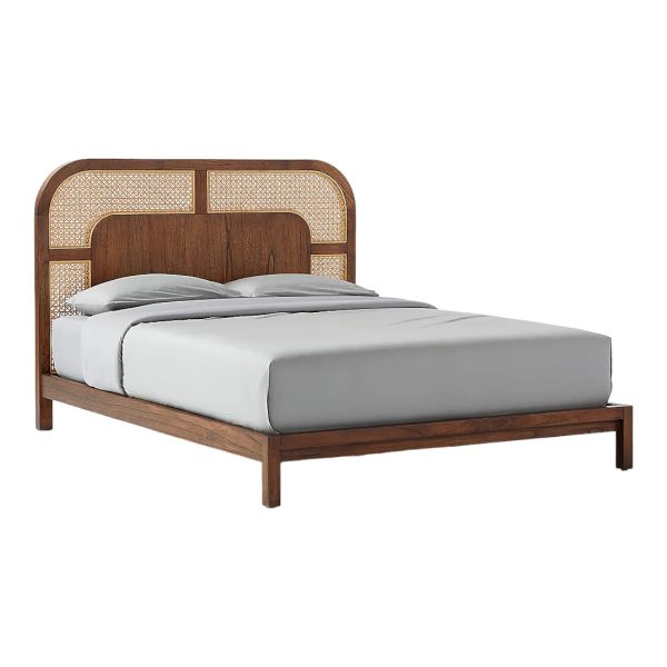 AKOS TEAK WOOD & RATTAN KING SIZE BED