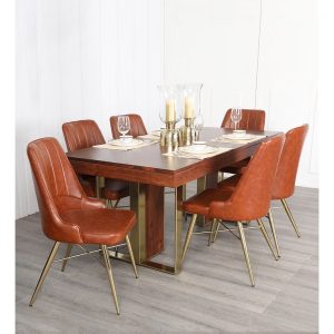 Caroline Natural Stone & Veneer 8 Seater Dining Set with Storage