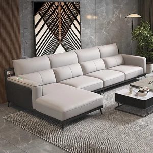 Martins – Modern Light Gray Upholstered Sectional Sofa & Chaise