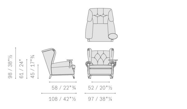 POLTRONA FRAU Tufted leather armchair with armrests