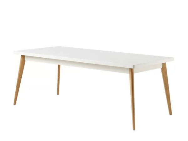 Rectangular steel and wood dining table