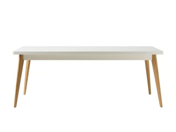 Rectangular steel and wood dining table