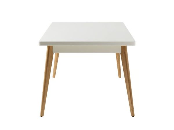 Rectangular steel and wood dining table