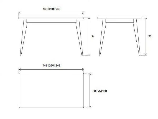 Rectangular steel and wood dining table